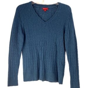 Women's/Juniors - Teal - Cotton/Wool - V-Neck Sweater - Size: Large